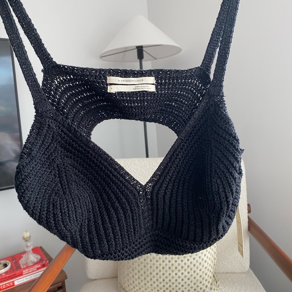 Anthropologie Crochet Crop Top - Black